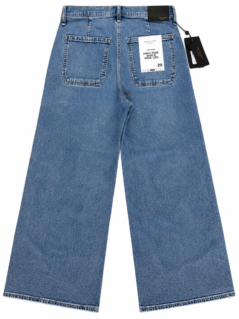 rag & bone High-Rise Wide-Leg Jeans in Light Blue Denim - Picture 2 of 10